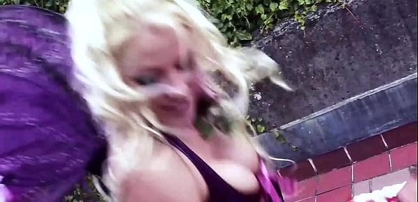  Horny lil fairy Cindy Behr big cock pumping and facial outdoors